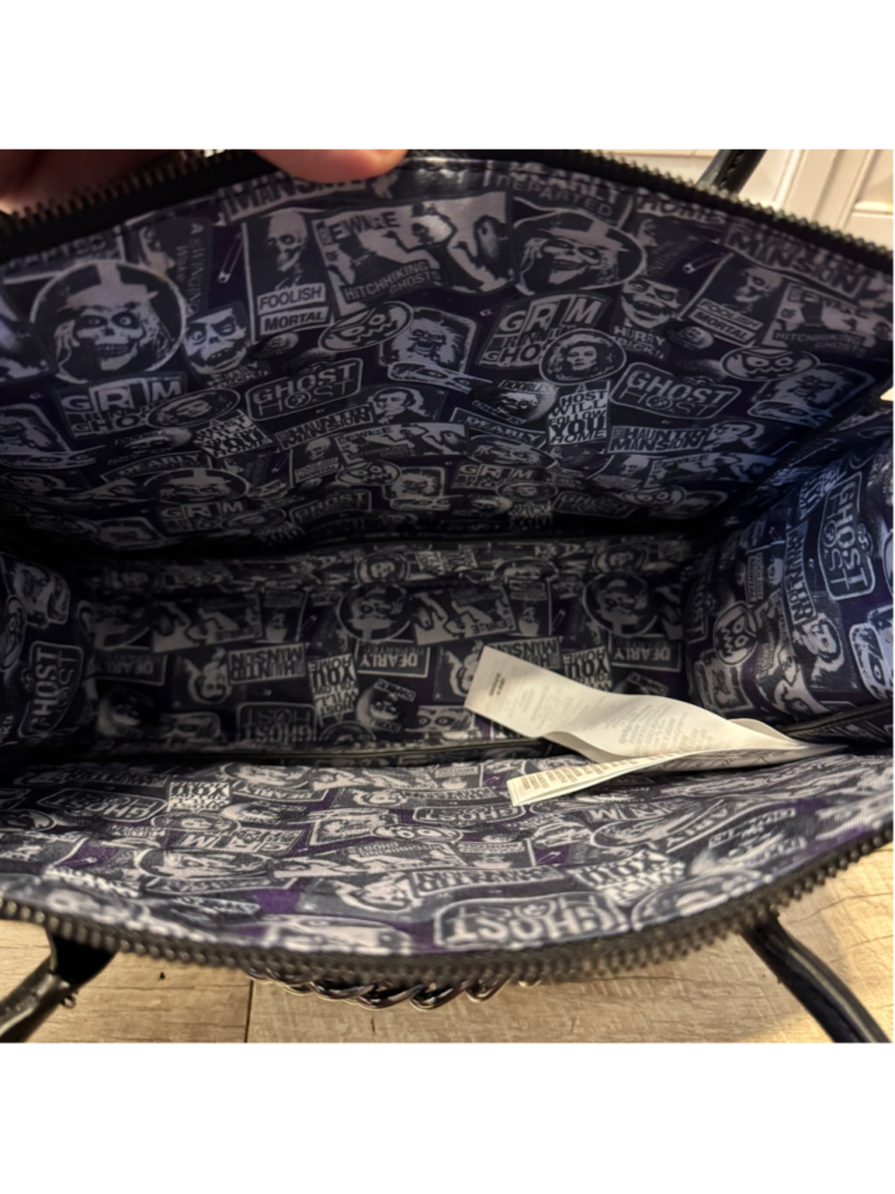 Disney Parks Loungefly Haunted Mansion Foolish Mortal Satchel Crossbody Bag - Picture 12 of 13